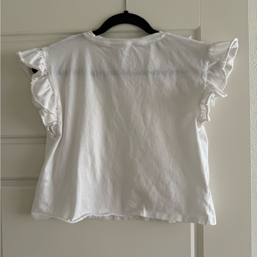 Zara Women’s White Ruffle Crop Top Size S - Picture 2 of 4